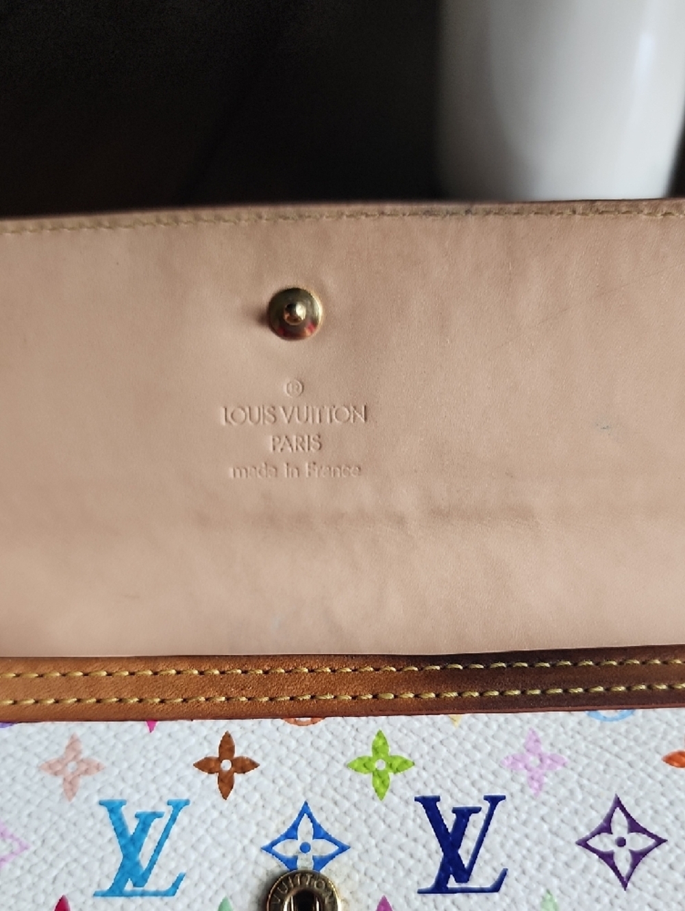 Louis Vuitton White Multicolor Monogram Wallet with Brown Trim - Picture 2 of 16